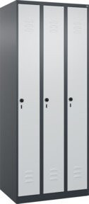 C+P Spind Classic PLUS Garderobenschrank mit 3 Abteilen, Stahlkonstruktion, Anthrazitgrau und Lichtgrau, H x B x T: 185 x 75 x 50 cm - Bild 1