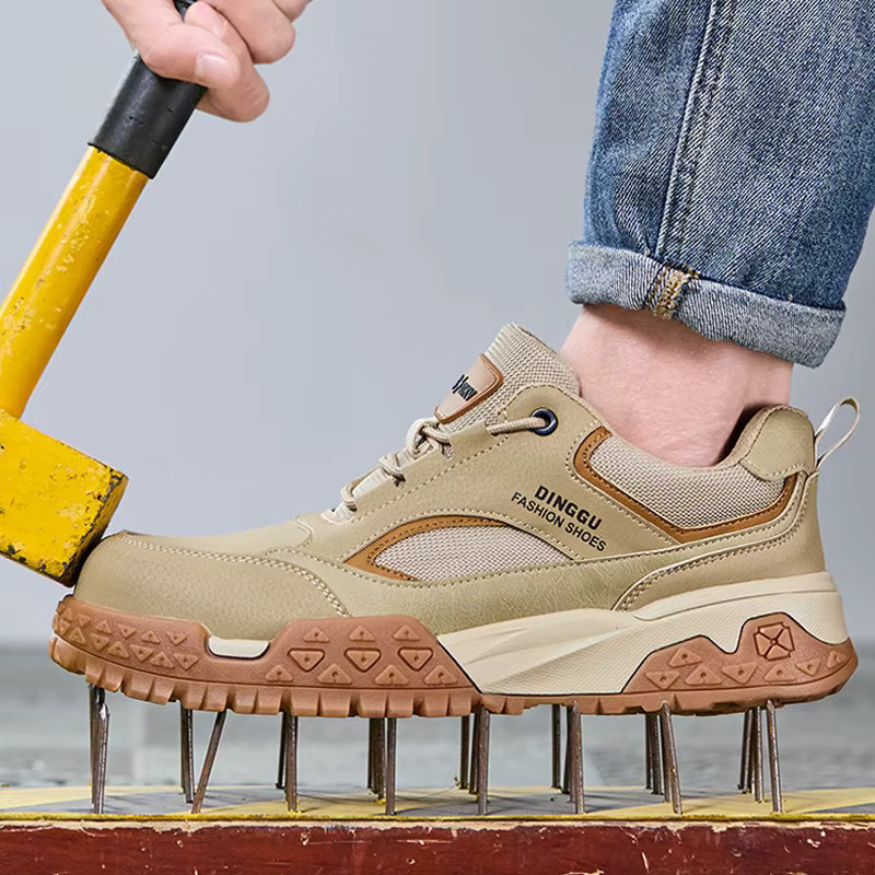 MJYTHF Sicherheitsschuhe für Herren mit Stahlkappe und 10kV Isolierung, durchstichfest und quetschsicher, Farbe: Braun/Beige, EN ISO 20345 - Bild 2
