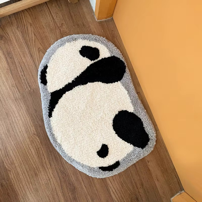 VIKAMA Panda-Teppich in Weiß, weich und rutschfest, oval - Bild 4