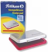 Pelikan Stempelkissen Gr. Nr. 3 in Rot mit Metallicgehäuse für Gummi- und Polymerstempel, Breite: 7 cm, Tiefe: 5 cm - Bild 1