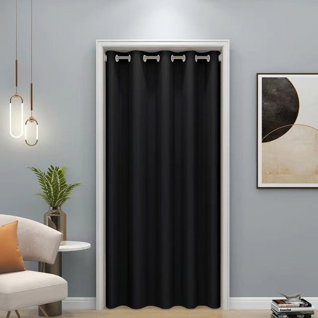 Einfarbiger Schattierungs- und Wärmeisolations-Türvorhang in Beige für Schlafzimmer und Wohnzimmer - Bild 1