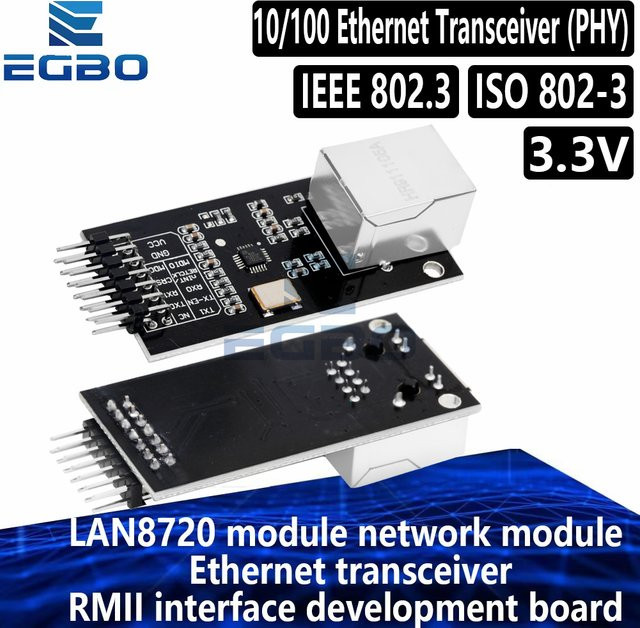 EGBO Smart Electronics Ethernet-Transceiver LAN8720-Modul mit RMII-Schnittstelle für Arduino DIY in Schwarz - Bild 1