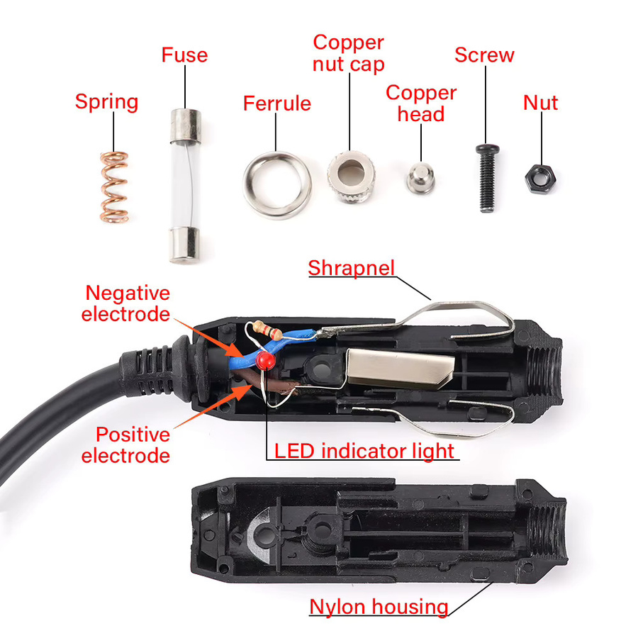 Universal Auto Zigarettenanzünder Splitter mit Ein-Aus-Schalter, 12/24V 20A, 150 cm Kabellänge, Schwarz - Bild 2