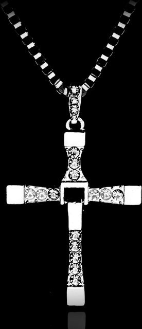 Halskette mit Kreuz-Anhänger, Silber, Kristall, Herren - Bild 1
