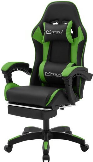 ML-Design Gaming Stuhl mit Fußstütze und Armlehnen in Schwarz-Grün aus Kunstleder - Bild 1