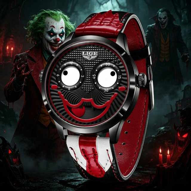 LIGE Armbanduhr, Quarz, Leder, Grün, Herren - Bild 1