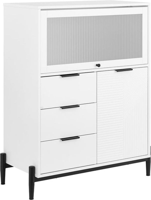SoBuy Sideboard in Weiß mit 3 Schubladen im Industrial Design, B/T/H: 80 x 40 x 107,5 cm - Bild 1