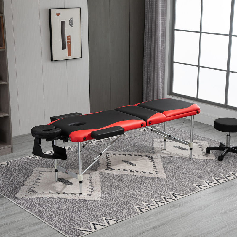 HOMCOM Massageliege klappbar und höhenverstellbar mit Kopfstütze, Massagetisch für Kosmetik aus Aluminium und Schaumstoff, B/T/H: 215 x 60 x 61-84 cm - Bild 2