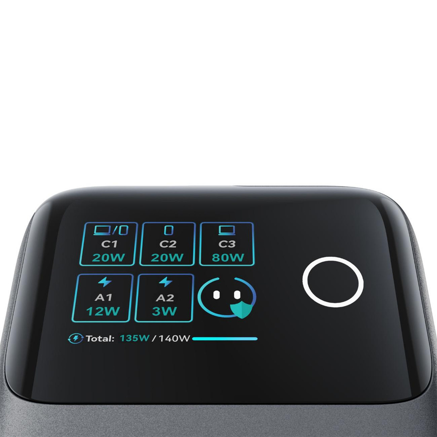Joyroom Podix JR-TRD01 Ladestation mit 140W GaN und 5 Ports inklusive 2 einziehbarem USB-C Kabel, Grau - Bild 3