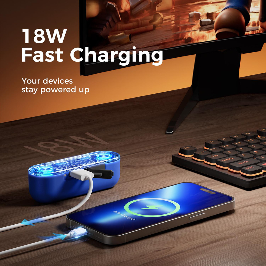 Ocoopa UT2S GamerPro Handwärmer und Powerbank mit 2x 5000 mAh, 18 W, LED, Schwarz - Bild 2