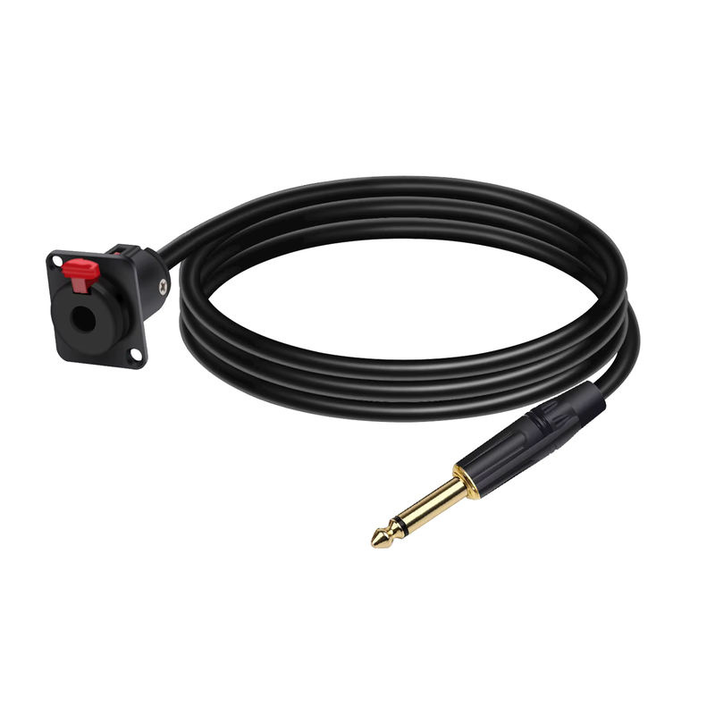 Thamtrank Audio-Verlängerung 6,35 mm 1/4 Zoll Buchse für Panelmontage auf 3,5 mm Jack Stecker, abgeschirmtes Kabel, Schwarz - Bild 2
