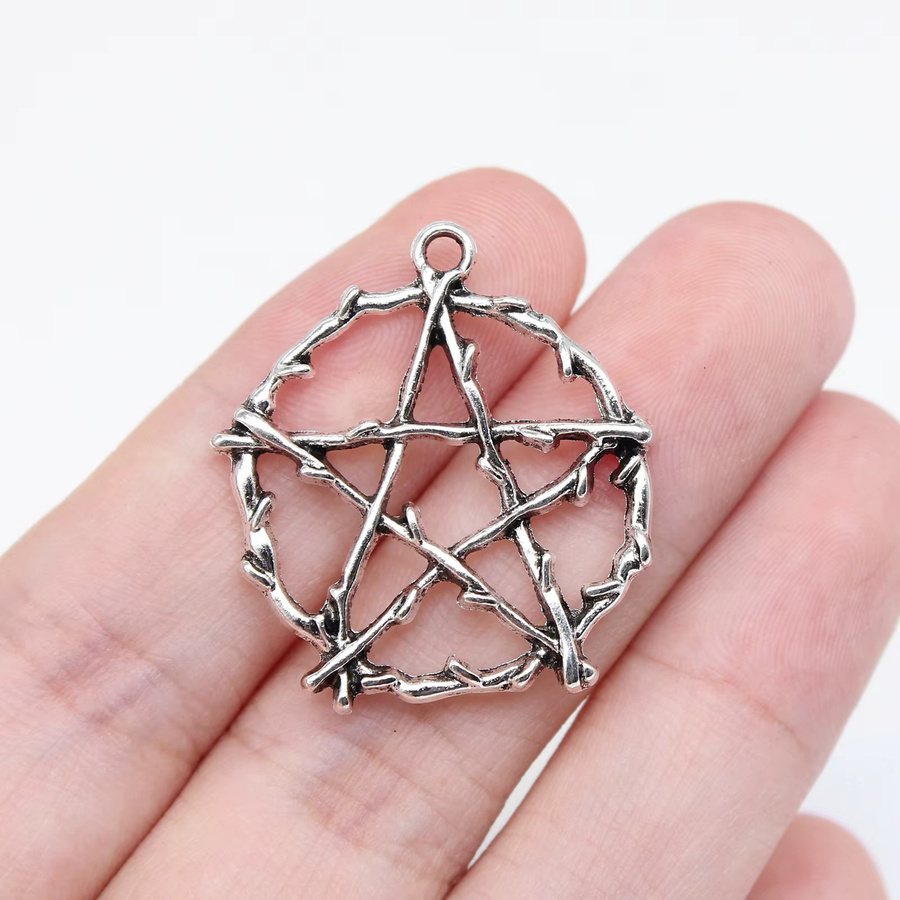 WYSIWYG Pentagramm-Anhänger, 28 x 26 mm, Bronze, Silber, Schwarz, Unisex - Bild 2