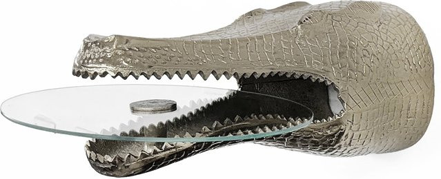 riess-ambiente Hängetisch WILDLIFE CROCODILE in Silber aus Metall mit Sicherheitsglasplatte, Durchmesser: 60 cm - Bild 1