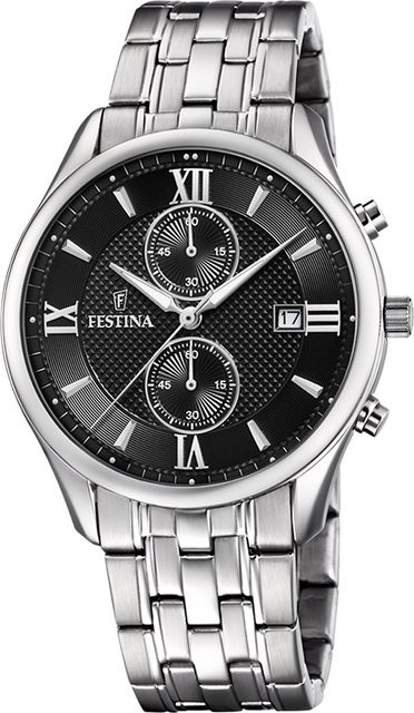 Festina Chronograph, Quarz, Edelstahl, Schwarz, 42 mm, Herren - Bild 1