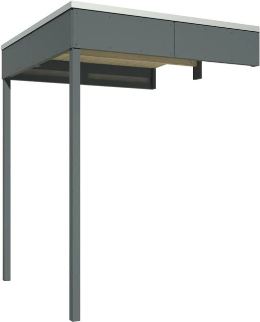 Skan Holz Seitliche Überdachung für Gartenhaus CrossCube Gr.2 in Schiefergrau, Breite: 168 cm, Tiefe: 169 cm - Bild 1