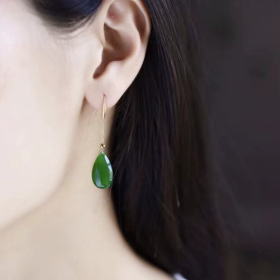 Ohrringe Robbie, 925 Silber, Jade, Damen, Vintage - Bild 3