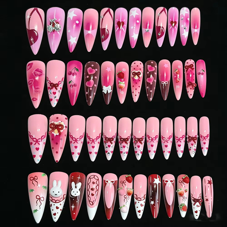 MAFANAILS Kunstnägel, Rosa, Mandelform, Glänzend, 96 Stück - Bild 2