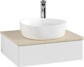 V&B Waschtischunterschrank Antao mit Frontstruktur in Weiß, B/T/H: 60 x 50 x 19 cm - Bild 1