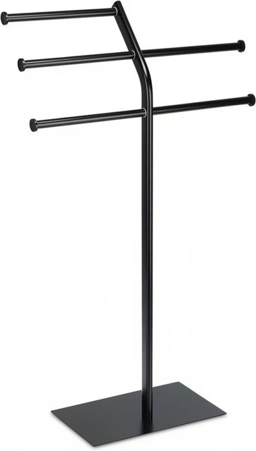 Relaxdays Handtuchhalter aus Metall mit 3 Stangen in Schwarz Matt ohne Bohren B: 87 cm, T: 50,5 cm, H: 20,5 cm - Bild 1