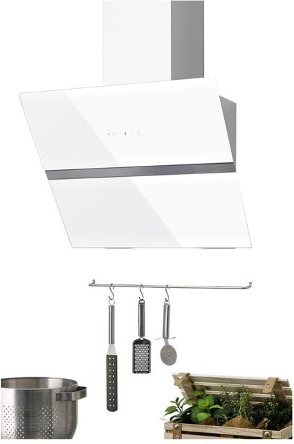INTERPLAN Dunstabzugshaube Passat Pro White in Weiß mit Glas und Edelstahl, B/H/T: 60 x 42 x 38,5 cm - Bild 1