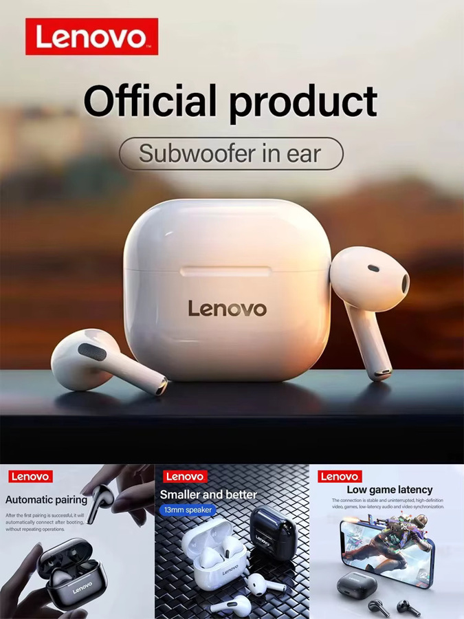 Lenovo LP40 TWS Kabellose Bluetooth-Ohrhörer mit Bass und Touch-Steuerung in Schwarz - Bild 5