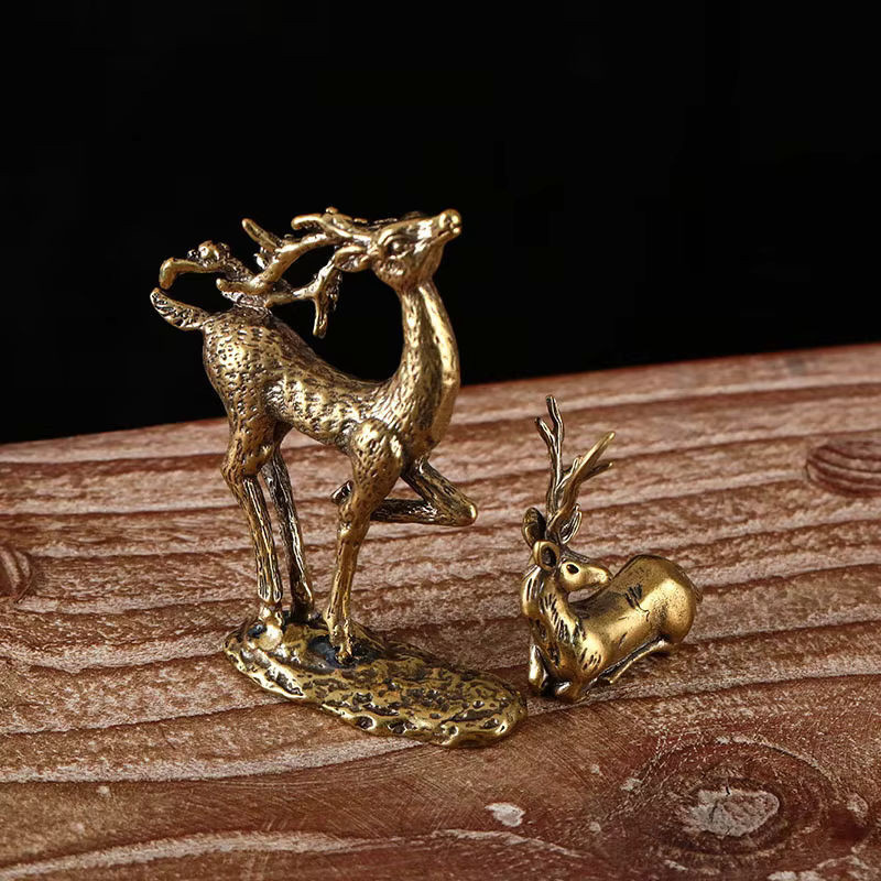 JETTING Elch Miniatur Figur aus Messing in Gold im Vintage Design als Desktop Ornament - Bild 1