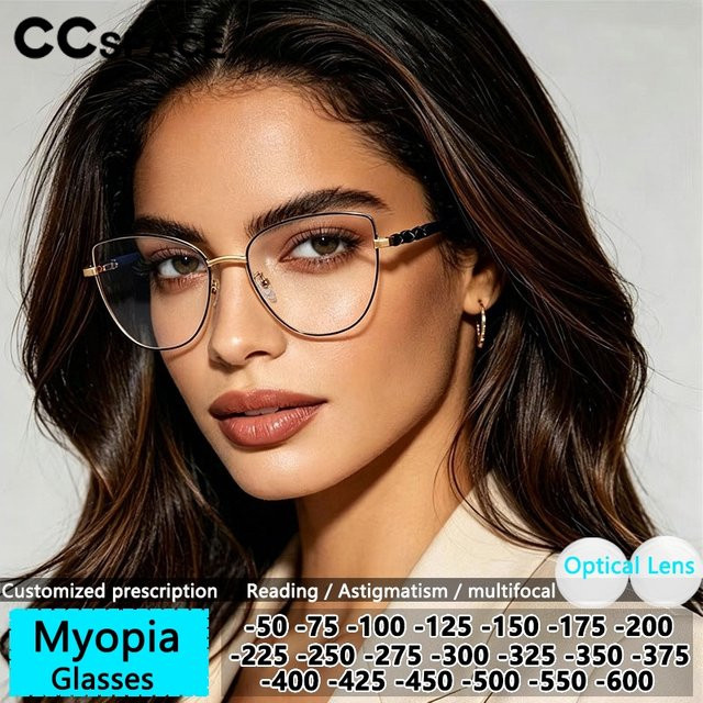CCspace Korrektionsbrille Cat-Eye, Metall, Gold, Damen, Vollrand - Bild 1