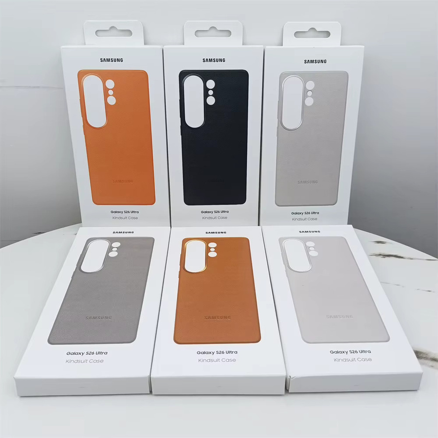 Luxuriöse Stoßfeste Leder-Handyhülle für Samsung Galaxy S26 Ultra in Braun - Bild 1