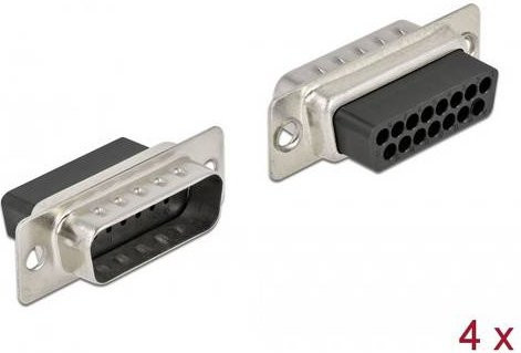 Delock 66709 D-SUB Steckverbinder, Schwarz, 4 Stück - Bild 1