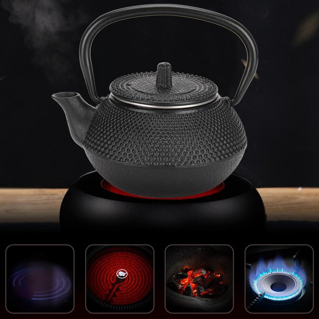 Gusseisen Teekanne mit Sieb in Schwarz, 0,3 l, im japanischen Design - Bild 1