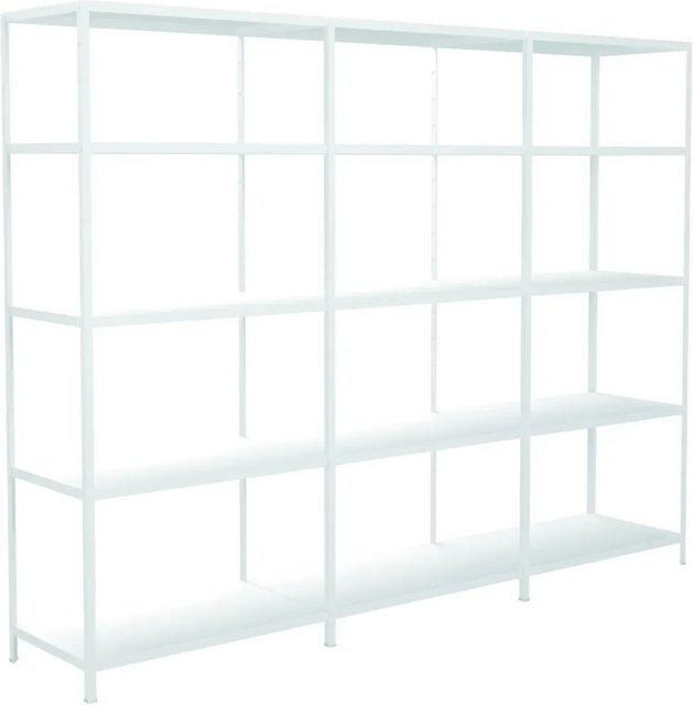 Schulte Steck-Grund- und 2 x Anbauregale aus Metall, Weiß, B/H/T: 200 x 280 x 50 cm - Bild 1