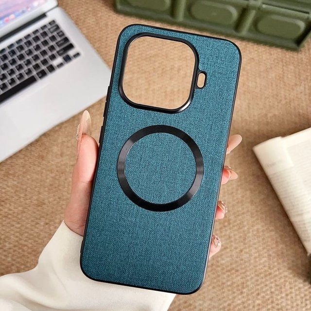 Luxus Business Handyhülle aus Stoff mit Textur und Magnetfunktion für Xiaomi 15T Pro und 15T in Lila, stoßfest und kabelloses Laden unterstützt - Bild 1