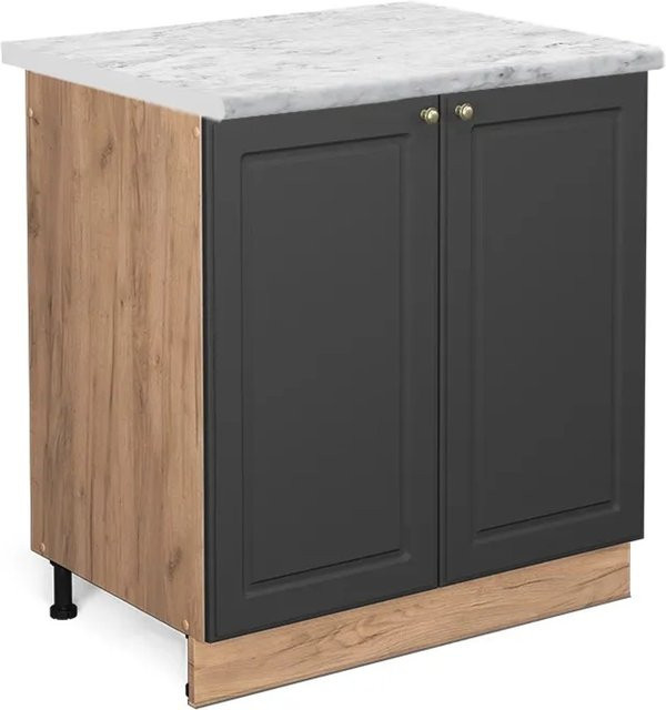 Vicco Spülenunterschrank Fame-Line in Anthrazit-Gold und Eiche mit Soft-Close-Türen, B/T/H: 80 x 60 x 82 cm - Bild 1