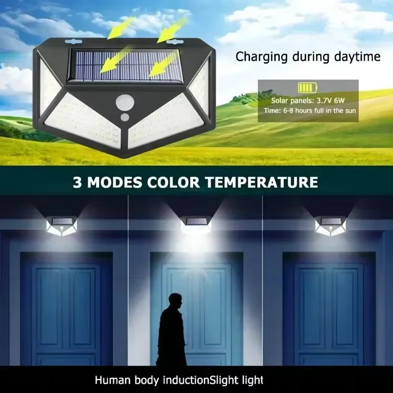 Heinast Solar Wandleuchte mit 100 LED und Bewegungsmelder, Modernes Outdoor Nachtlicht für Garten und Treppen, Schwarz/Weiß - Bild 6