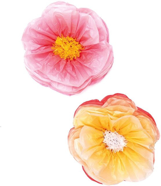 Rico Design Seidenpapierblumen in Rosa-Gelb, 2 Stück, Höhe: 40 cm - Bild 1