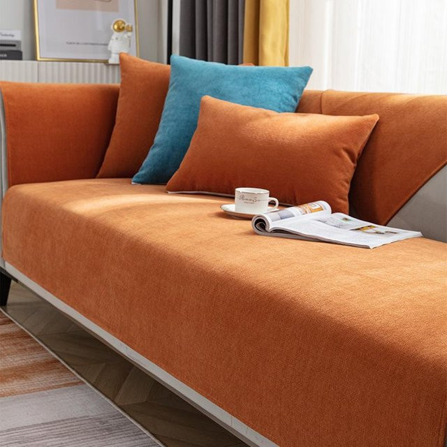 Wasserdichte und kratzfeste Sofa Abdeckung von Your Warm Home in Orange, rutschfester Schonbezug für Couch und Haustiere, B/T/H: 180 x 110 cm - Bild 1