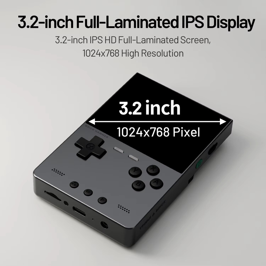 Trimui Brick Hammer Retro Handheld-Konsole mit 3,2 Zoll IPS-Display, Metallgehäuse, Grün - Bild 2