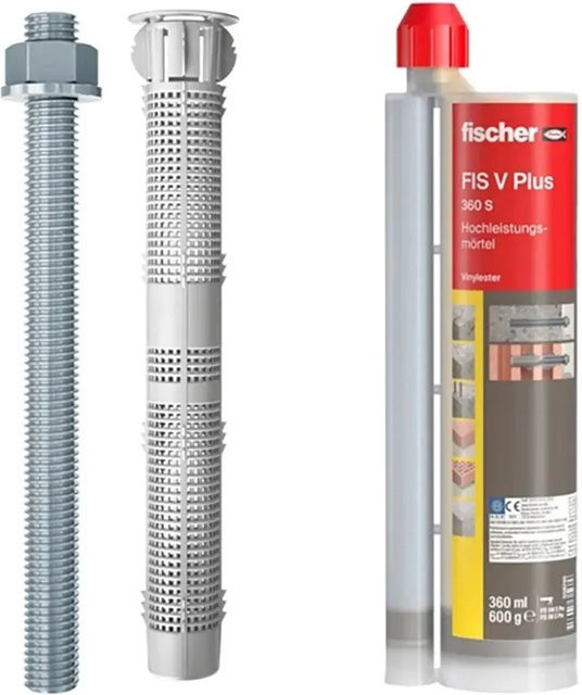 Fischer Montageset für 2-schaliges Mauerwerk mit 4 Befestigungspunkten in Silber - Bild 1