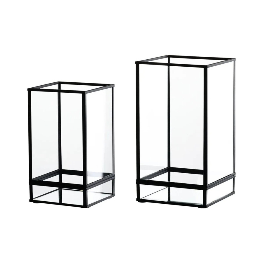 Ritzenhoff & Breker Nero Windlichter-Set 2-teilig, eckig, schwarz und transparent, Industrial Design für Stumpenkerzen - Bild 2