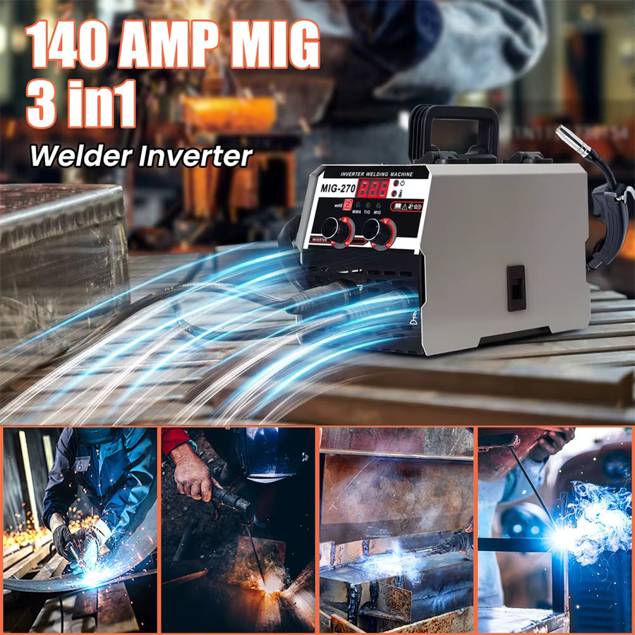 OWJHE 3-in-1 Schweißgerät MIG MMA TIG in Rot mit LED-Digitalanzeige, MIG-270 20-250A, tragbares Lichtbogenschweißgerät - Bild 6