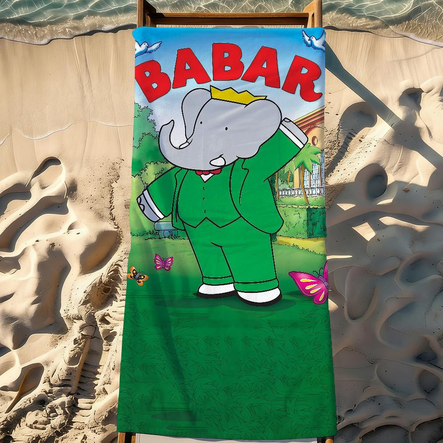 Creative Man Sanddichtes Strandtuch mit Babar Elefant Motiv, schnelltrocknend und leicht, Breite: 30 cm, Höhe: 60 cm - Bild 4