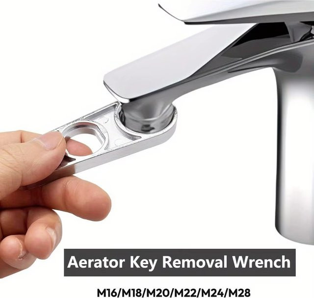 GUHE 2-in-1 Wasserhahn-Belüfter-Schlüssel zur Durchfluss-Einstellung in Silber - Bild 1