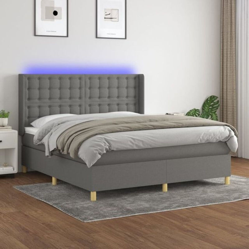Vidaxl Boxspringbett mit Matratze aus Stoff in Anthrazit B/T/H: 160 x 200 cm - Bild 1
