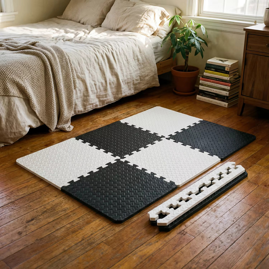 DHDH 16-teilige Baby-Spielmatte aus EVA-Schaumstoff, Puzzlematte für das Kinderzimmer, B/T: 60 x 60 cm, Farben: Schwarz und Mehrfarbig - Bild 3