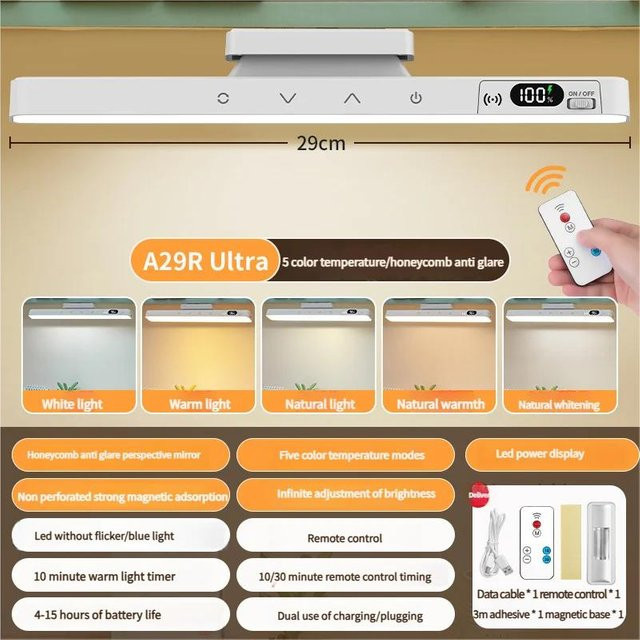 YJMP Super Lighting Intelligente LED Touch Tischlampe mit Fernbedienung, Magnetische Wiederaufladbare Schreibtischlampe mit 2000mAh Akku, Bunt, ideal für Schreibtisch, Schrank, Nachttisch oder Spiegel - Bild 1