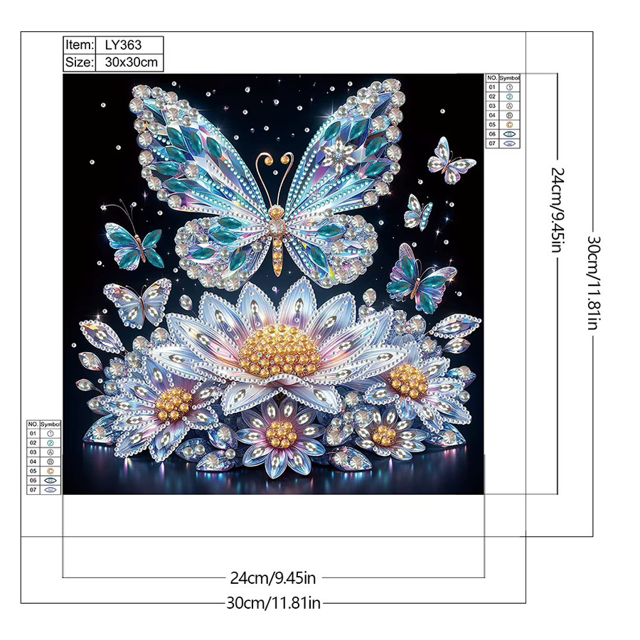Alloet 5D Diamant-Malerei-Set mit Schmetterlings- und Blumenmotiv in Multicolour für Erwachsene mit quadratischen Steinen zur Wanddekoration - Bild 2