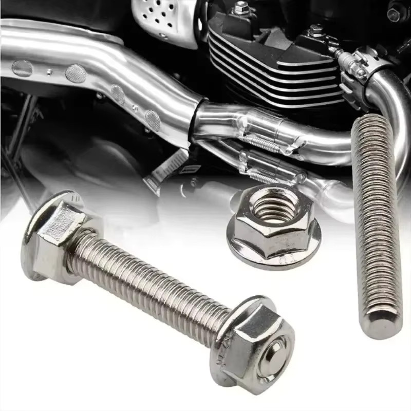 16er Set Sechskant Flansch Anti Lock Muttern und Schrauben aus Edelstahl in Silber für Ford F150 4,6/5,4 L V8 Auspuffkrümmer Header Stud Kit - Bild 2