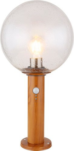 Globo Außenleuchte Ossy in brauner Holzoptik mit Bewegungsmelder aus Aluminiumdruckguss, B/H: 25 x 50 cm - Bild 3