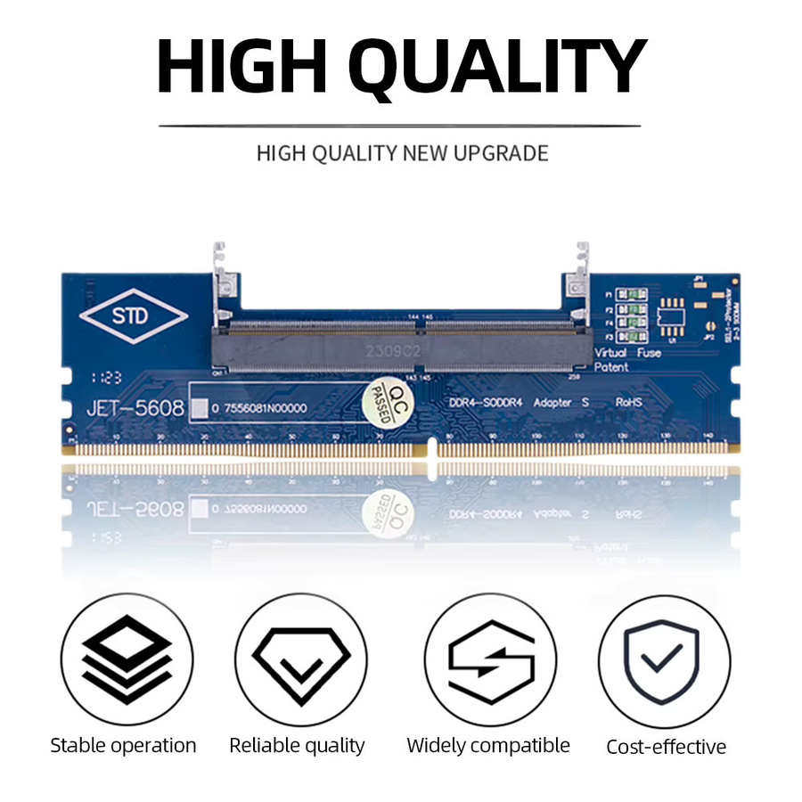 APWIKOGER RAM-Adapterkarte SO-DIMM zu PC DIMM für DDR3 und DDR4 Laptop- zu Desktop-Speicher in Grün - Bild 1
