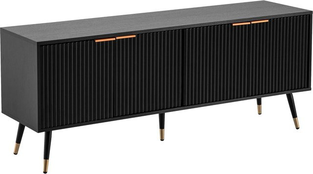 Modernes Lowboard in Schwarz und Gold aus Holz und Metall, B/H/T: 150 x 60 x 39 cm - Bild 1